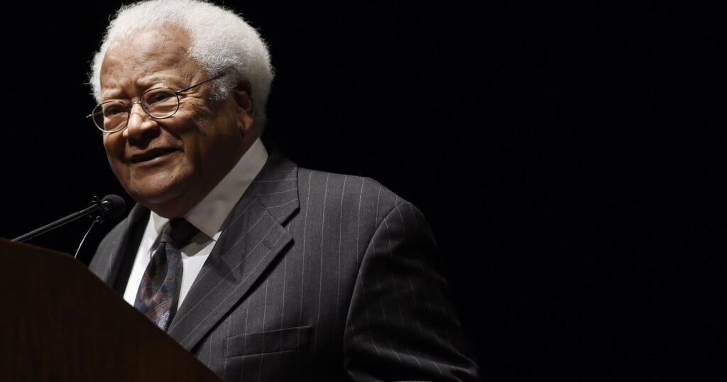 The Rev. James Lawson, a civil rights legend, speaks at Langford Auditorium on the Vanderbilt University campus Jan. 18, 2016. (Photo: Samuel M. Simpkins / The Tennessean)