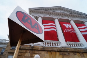 The Teaching Assistants' Association is the oldest graduate student union in the world, representing over 3000 graduate employees at UW-Madison. Photo credit to Cullen Vens, TAA Stewards' Council Co-Chair and Graduate student in Botany at UW-Madison.