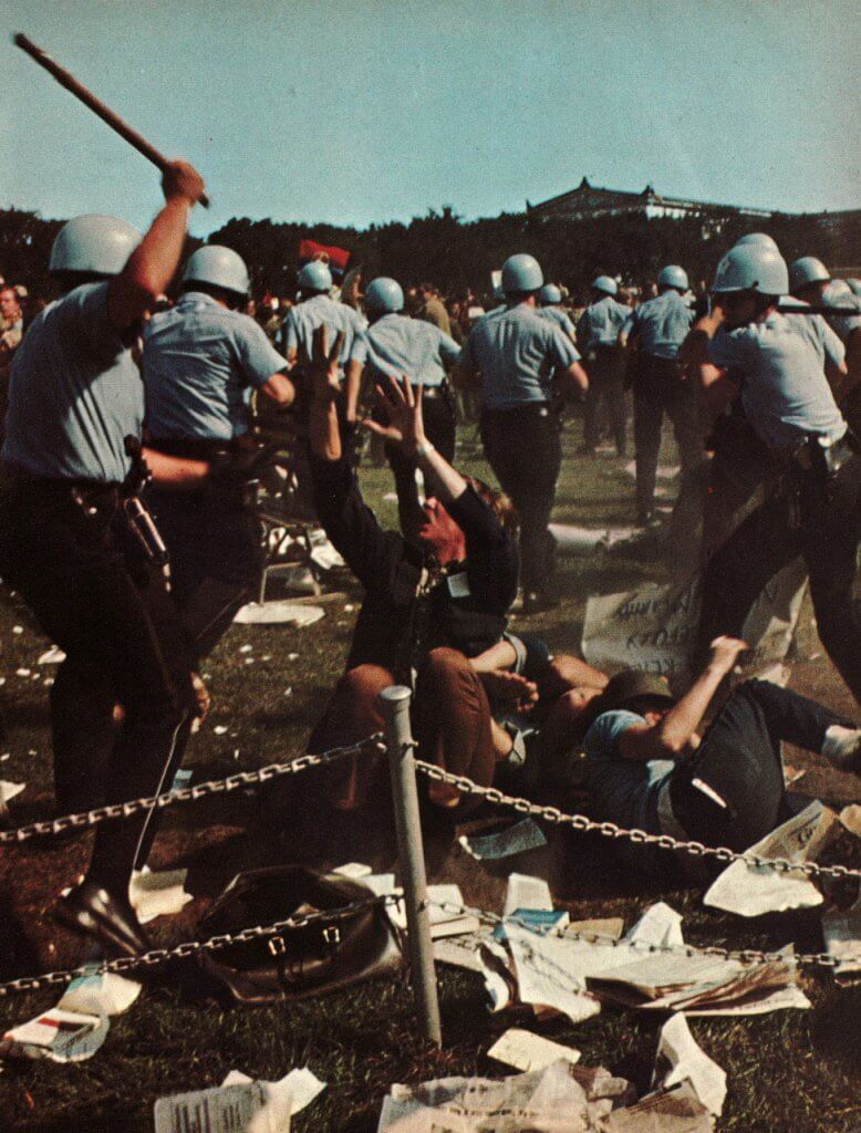 The 1968 Democratic Party Convention in Chicago, where radicals were beaten in the streets.