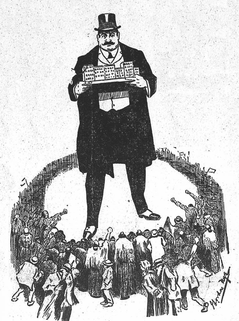 A 1908 New York Rent Strike cartoon. Credit: Wikimedia Commons.
